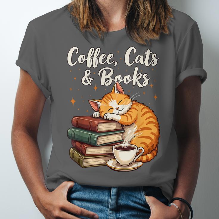 Coffee Cats & Books Lover For Women & Girls Coffee Unisex Jersey T-Shirt