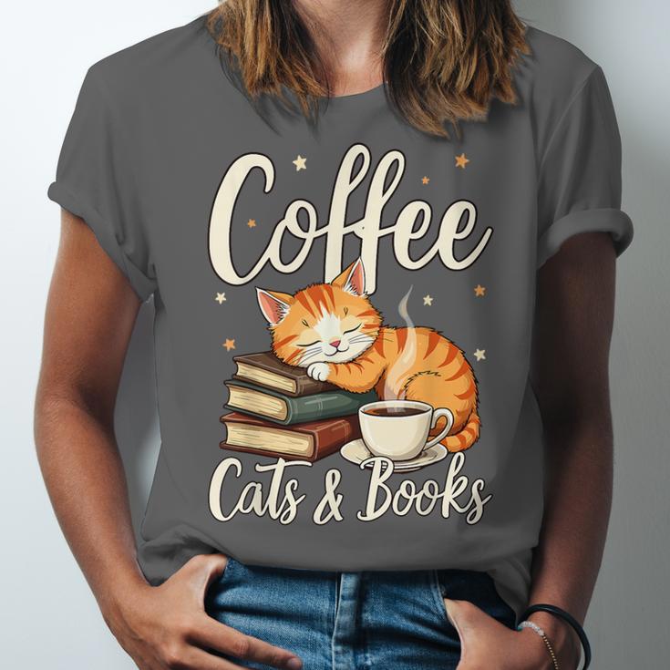 Coffee Cats And Books Lover For Women & Men Coffee Unisex Jersey T-Shirt