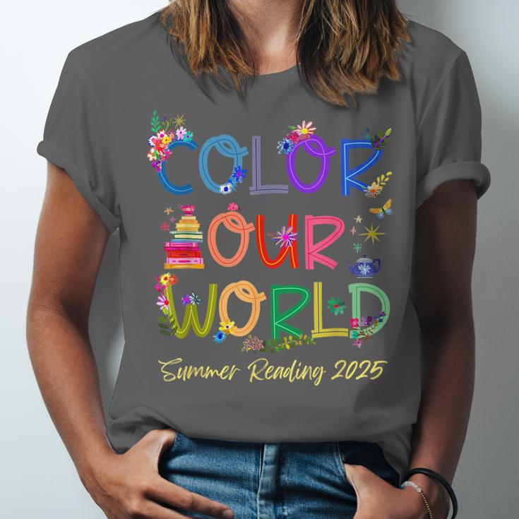 Color Our World Summer Reading 2025 Boho Wildflower Book Unisex Jersey T-Shirt