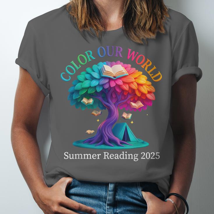 Color Our World Summer Reading 2025 Tree Book Lover Camping Unisex Jersey T-Shirt