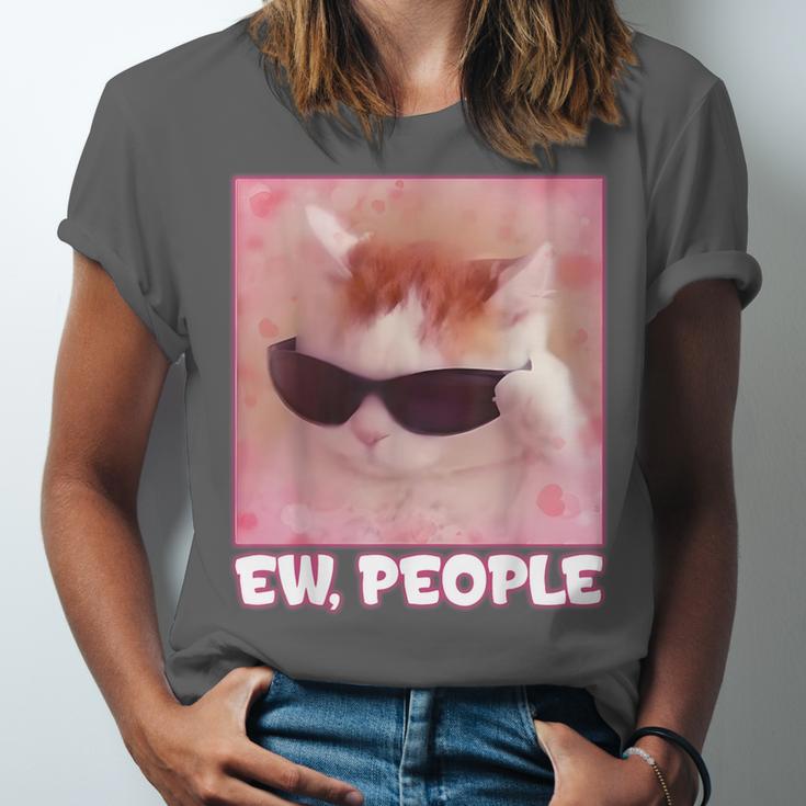 Cool Cat Meme Ew People Anti Social Introvert Cute Cat Unisex Jersey T-Shirt Cool Cat Meme Ew People Anti Social Introvert Cute Cat Unisex Jersey T-Shirt