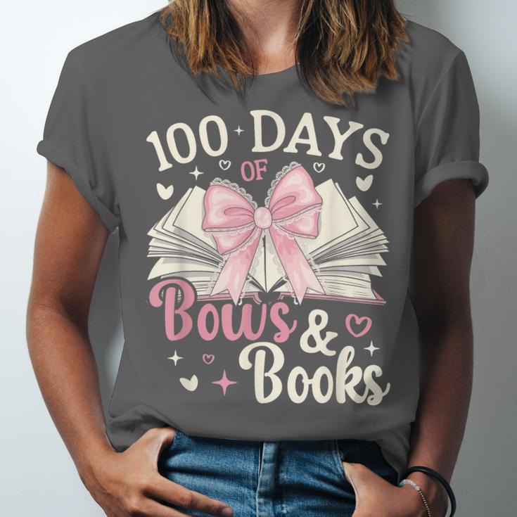 Coquette 100 Days Of Bows Books Reading 100th Day Of School Unisex Jersey T-Shirt