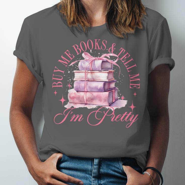 Coquette Aesthetic Bow Buy Me Books & Tell Me I'm Pretty Unisex Jersey T-Shirt