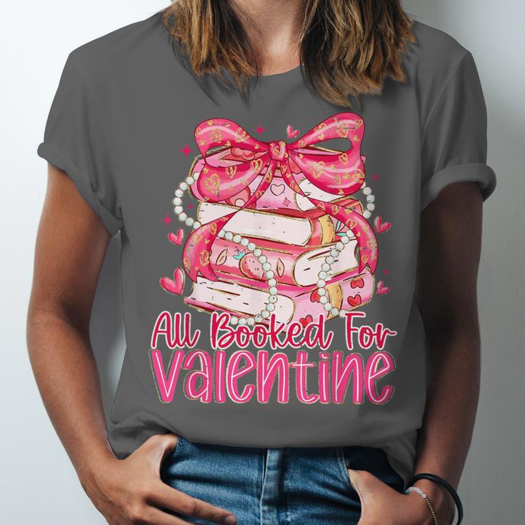 Coquette Bow All Booked For Valentines Teacher Book Unisex Jersey T-Shirt Coquette Bow All Booked For Valentines Teacher Book Unisex Jersey T-Shirt