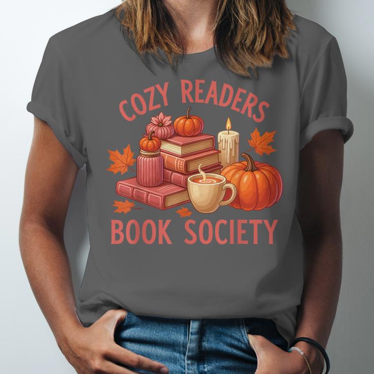 Cozy Readers Book Society Teacher Reading Floral Pumpkin Tee Unisex Jersey T-Shirt