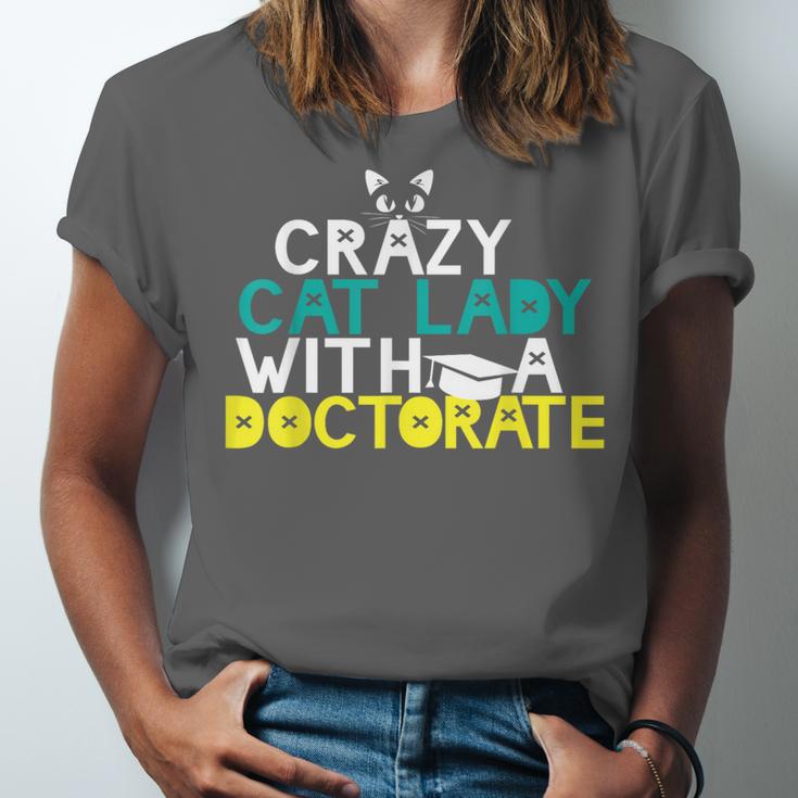 Crazy Cat Lady Doctorate Graduation T-Shirt Phd EdD Unisex Jersey T-Shirt