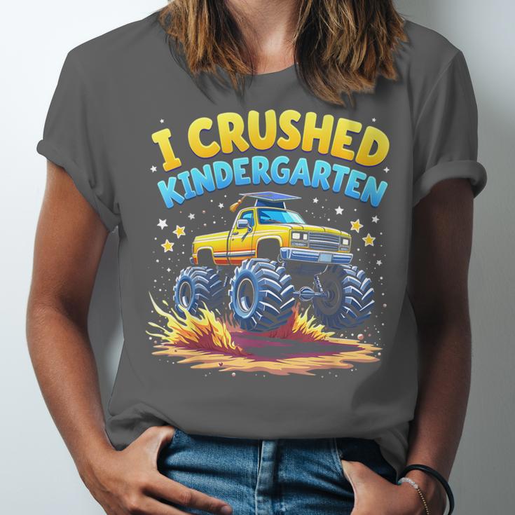 I Crushed Kindergarten Monster Truck Graduation Boys Kids Unisex Jersey T-Shirt