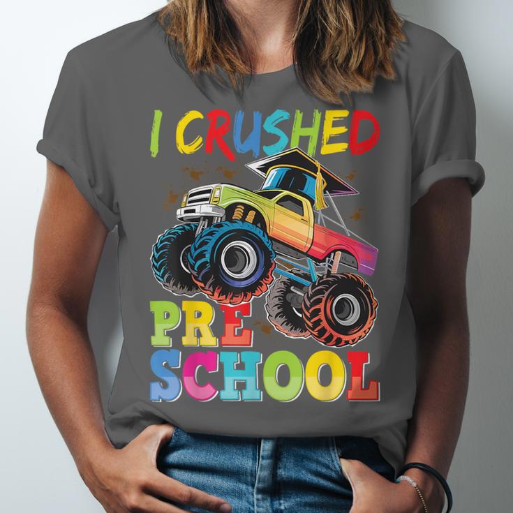 I Crushed Pre-K Monster Truck Graduation Preschool Grad 2025 Unisex Jersey T-Shirt
