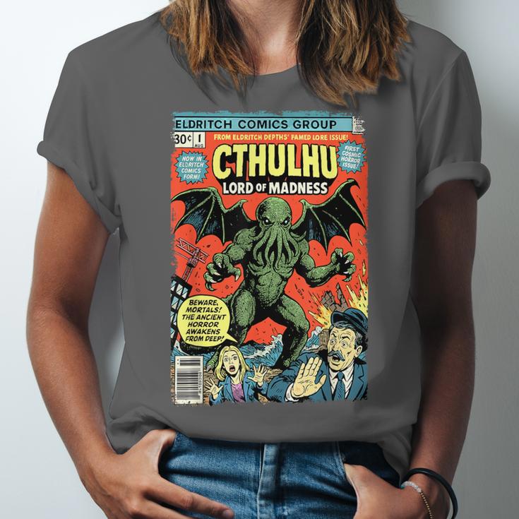 Cthulhu Lord Of Madness Vintage Comic Book Cover Unisex Jersey T-Shirt Cthulhu Lord Of Madness Vintage Comic Book Cover Unisex Jersey T-Shirt