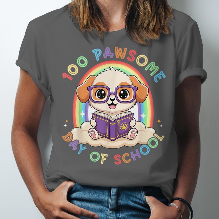 Cute 100th Day Of School 100 Days Dog Reading Book Rainbow Unisex Jersey T-Shirt