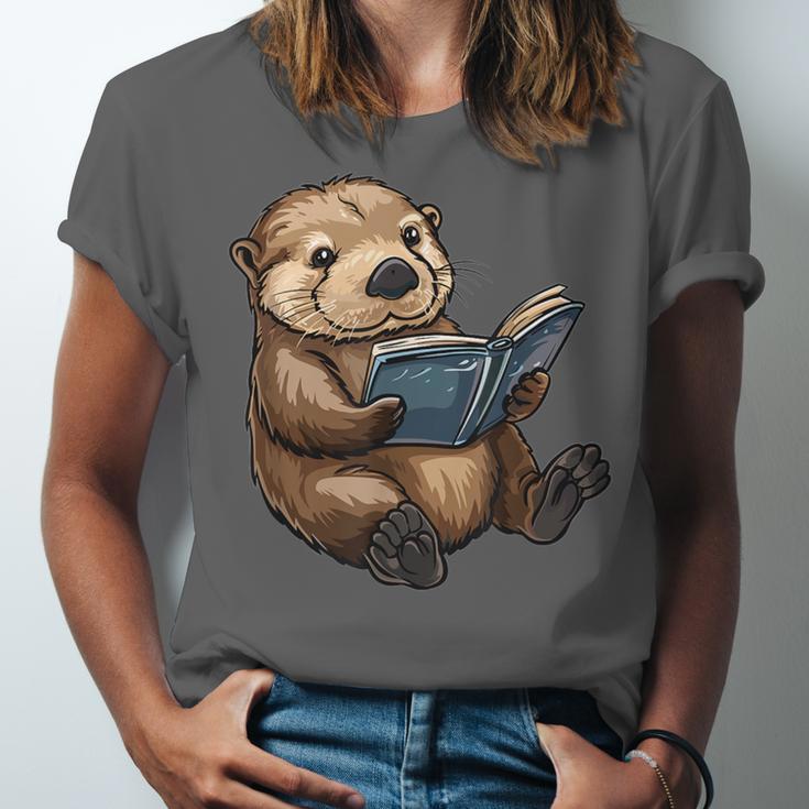 Cute Book Sea Otter Unisex Jersey T-Shirt