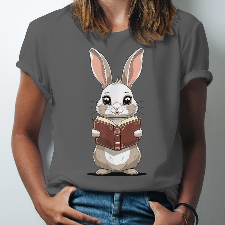 Cute Bookworm Bunny Reading For Kids And Teachers Unisex Jersey T-Shirt