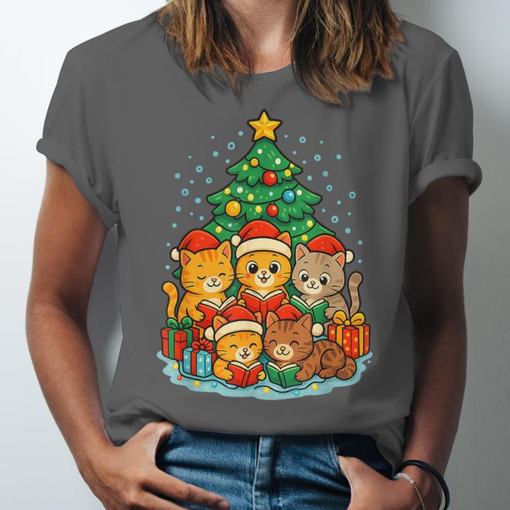 Cute Cats Reading Books Christmas Tree Unisex Jersey T-Shirt Cute Cats Reading Books Christmas Tree Unisex Jersey T-Shirt