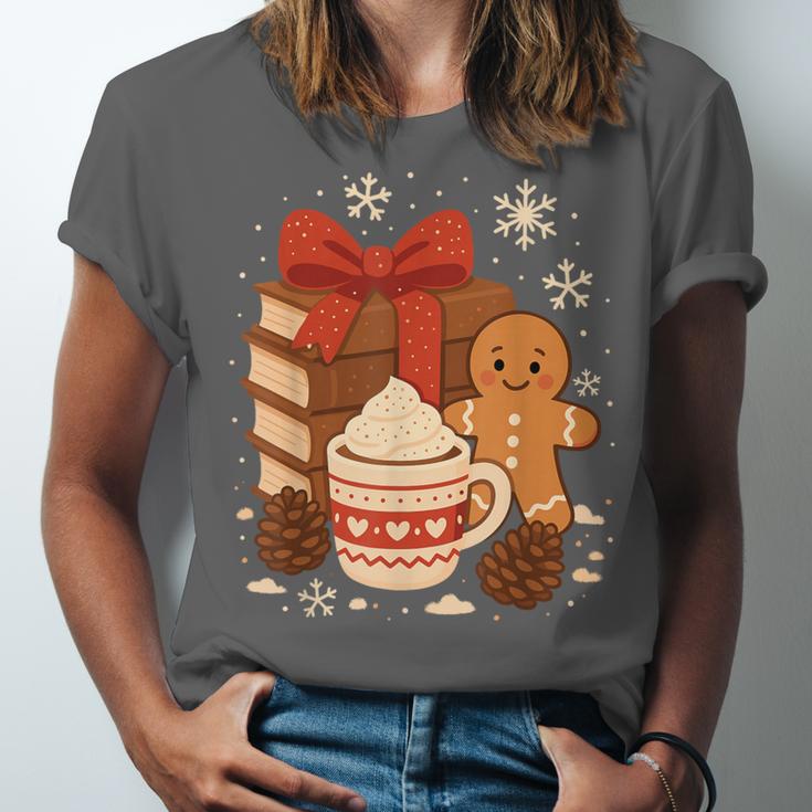 Cute Christmas Books Gingerbread Xmas Book Lover Teacher Unisex Jersey T-Shirt Cute Christmas Books Gingerbread Xmas Book Lover Teacher Unisex Jersey T-Shirt