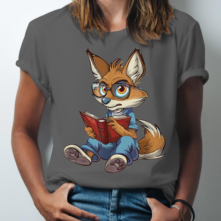 Cute Coyote With Book I Kids Coyote Unisex Jersey T-Shirt