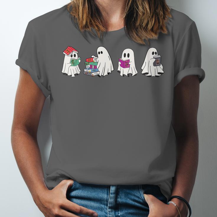 Cute Ghosts Reading Books Lover Spooky Season Halloween Unisex Jersey T-Shirt Cute Ghosts Reading Books Lover Spooky Season Halloween Unisex Jersey T-Shirt