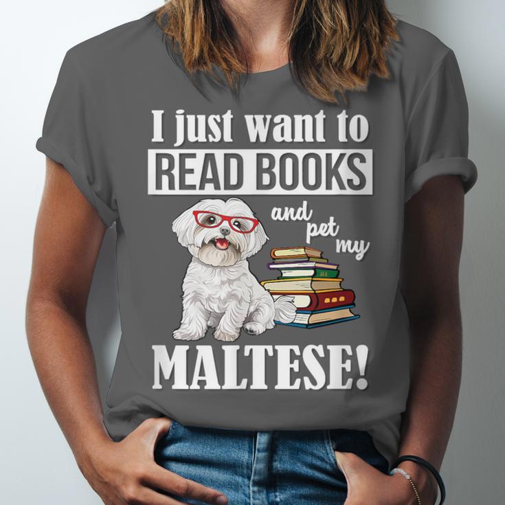 Cute Glasses Read Books & Pet My Maltese Lover Unisex Jersey T-Shirt