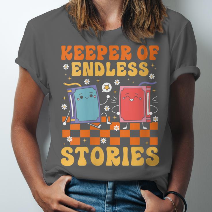 Cute Librarian Library Book Lover Keeper Of Endless Stories Unisex Jersey T-Shirt