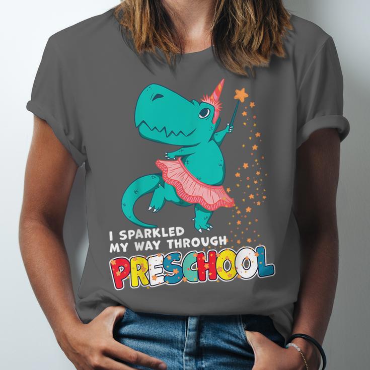 Cute Magical Ballerina Dino Unicorn Preschool Graduation Unisex Jersey T-Shirt