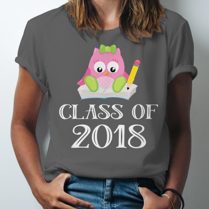 Cute Pink School Owl Class Of 2018 Graduation Unisex Jersey T-Shirt