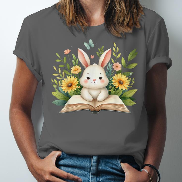 Cute Rabbit And Book Women Girls Reading Book Rabbit Lover Unisex Jersey T-Shirt Cute Rabbit And Book Women Girls Reading Book Rabbit Lover Unisex Jersey T-Shirt