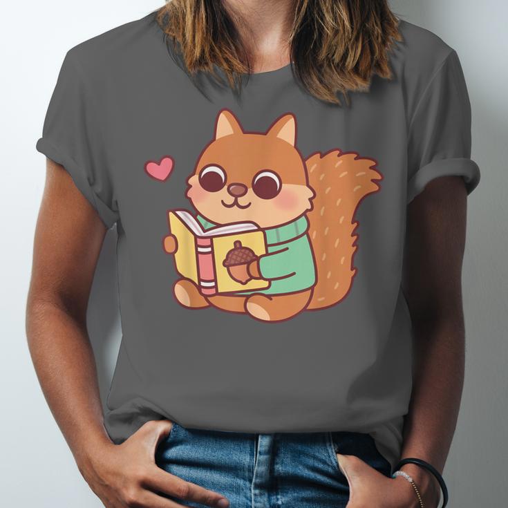 Cute Squirrel Reading A Book Lovers Anime Kawaii Women Kids Unisex Jersey T-Shirt Cute Squirrel Reading A Book Lovers Anime Kawaii Women Kids Unisex Jersey T-Shirt