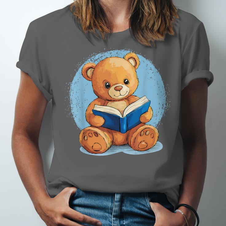 Cute Teddy Bear Reading Book Fun Unisex Jersey T-Shirt Cute Teddy Bear Reading Book Fun Unisex Jersey T-Shirt