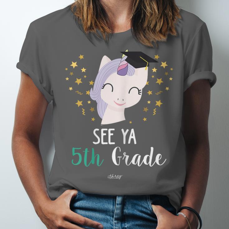 Cute Unicorn See Ya 5th Grade Graduation Shirt Unisex Jersey T-Shirt