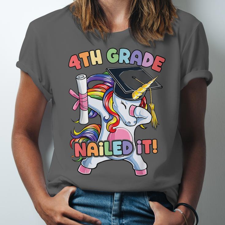Dabbing 4th Grade Unicorn Graduation Class Of 2021 Nailed It Unisex Jersey T-Shirt