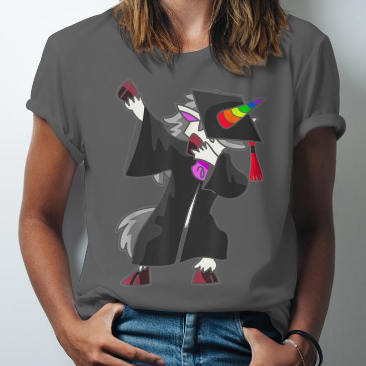 Dabbing Unicorn Cap And Gown Graduate 2021 Graduation Day Unisex Jersey T-Shirt