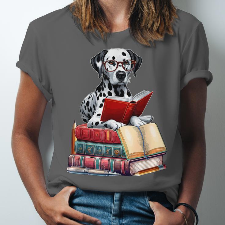 Dalmatian Reading Books Matching Bookworm Readers Librarian Unisex Jersey T-Shirt