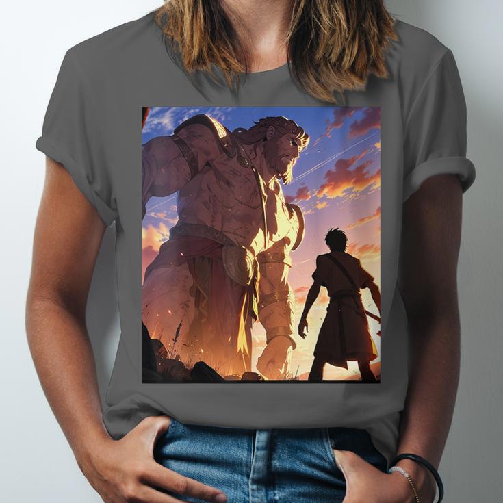 David And Goliath Bible Book Of Samuel Famous Bible Story Unisex Jersey T-Shirt