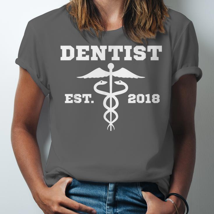 Dentist Dr GraduationShirt Student Dentist Est 2018 Unisex Jersey T-Shirt