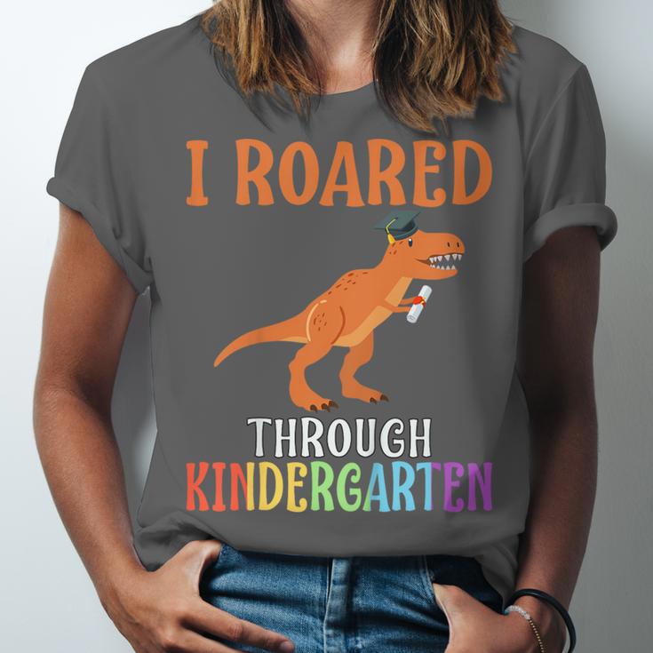 Dinosaur Graduation I Roared Through Kindergarten T-Shirt Unisex Jersey T-Shirt