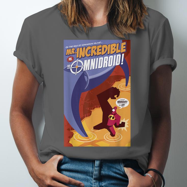 Disney Pixar The Incredibles Omnidroid Comic Book Cover Unisex Jersey T-Shirt Disney Pixar The Incredibles Omnidroid Comic Book Cover Unisex Jersey T-Shirt