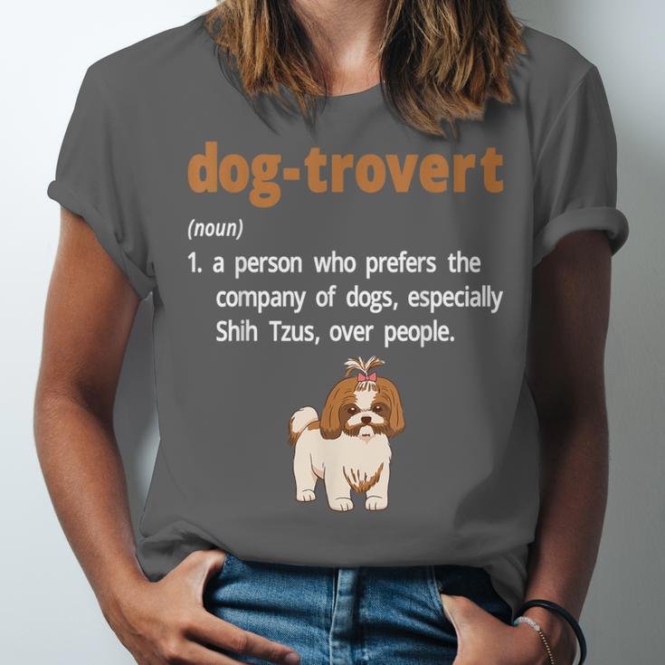 Dog-Trovert Shih Tzu Humor Definition Introvert Unisex Jersey T-Shirt