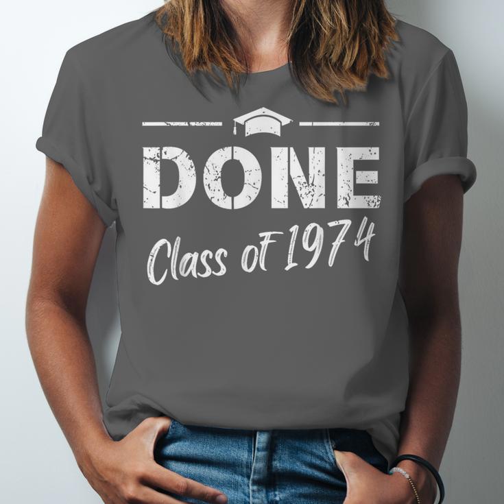Done Class Of 1974 50th Reunion Graduation Classmate College Unisex Jersey T-Shirt