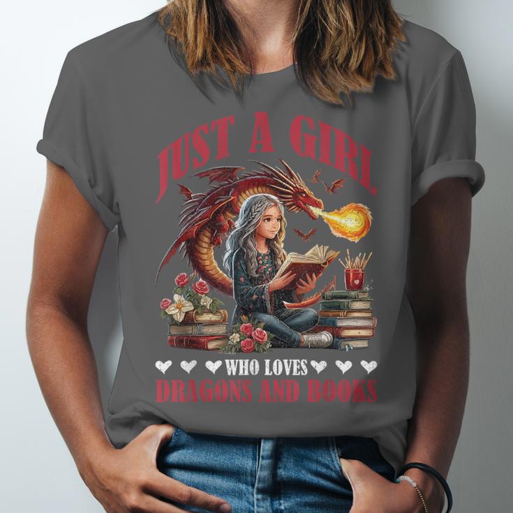 Dragon Just A Girl Who Loves Dragons And Books Unisex Jersey T-Shirt