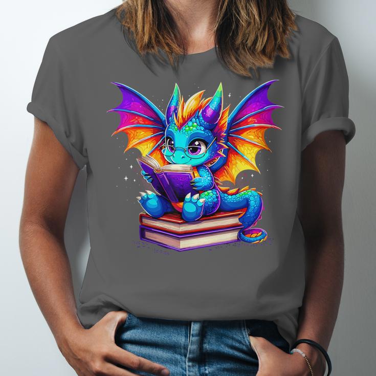 Dragon Reading a Book Bookworm Book Unisex Jersey T-Shirt