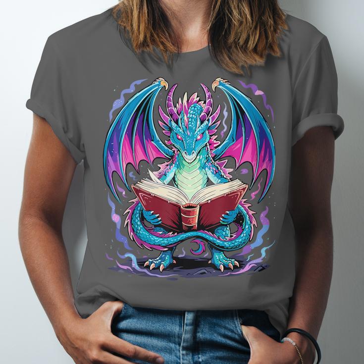 Dragon Reading Book Lover Unisex Jersey T-Shirt