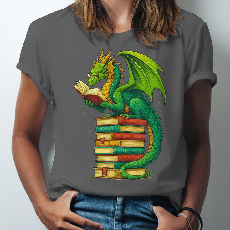 Dragon Reading Books Matching Bookworm Readers Librarian Unisex Jersey T-Shirt