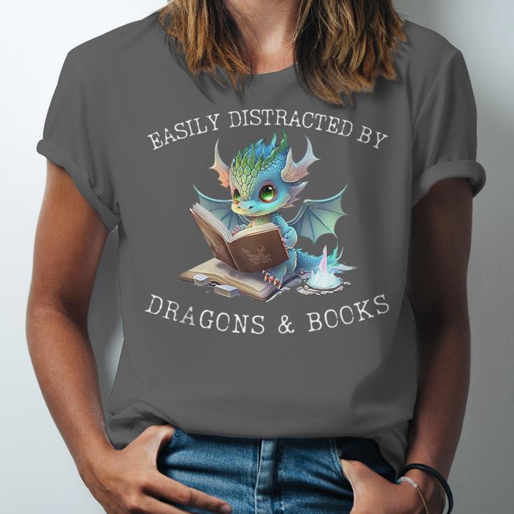 Easily Distracted By Dragons And Books Introvert Shirt Unisex Jersey T-Shirt Easily Distracted By Dragons And Books Introvert Shirt Unisex Jersey T-Shirt