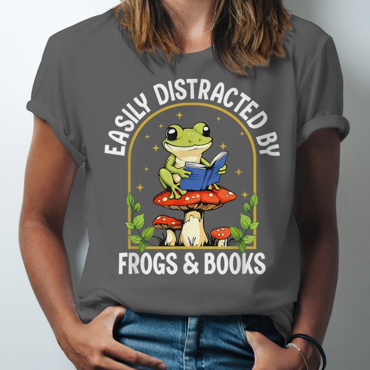 Easily Distracted By Frogs And Books Unisex Jersey T-Shirt