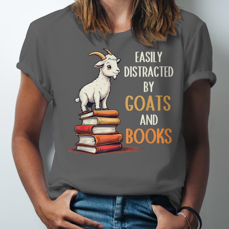 Easily Distracted By Goats And Books Goats And Book Reading Unisex Jersey T-Shirt
