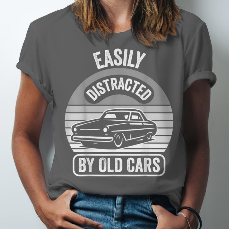 Easily Distracted By Old Cars Graphic Nostalgia Unisex Jersey T-Shirt