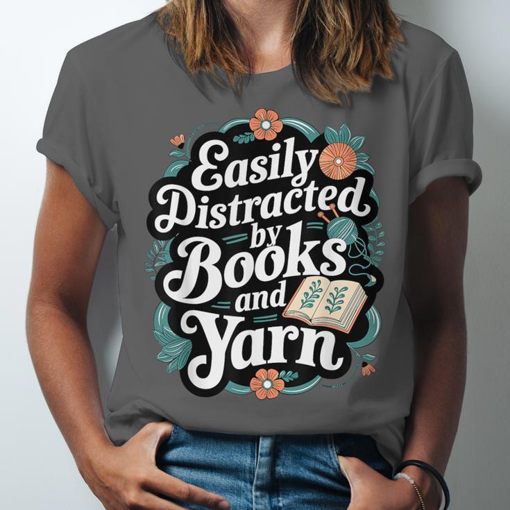 Easily Distracted By Yarn And Books Unisex Jersey T-Shirt Easily Distracted By Yarn And Books Unisex Jersey T-Shirt