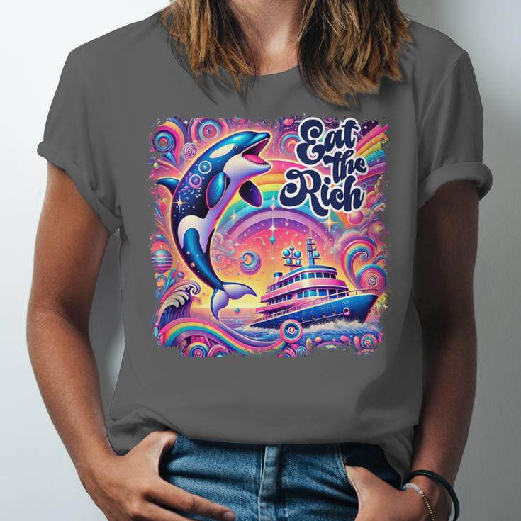 EAT THE RICH 90S NOSTALGIA WHALE ORCA YAHCT RETRO Unisex Jersey T-Shirt