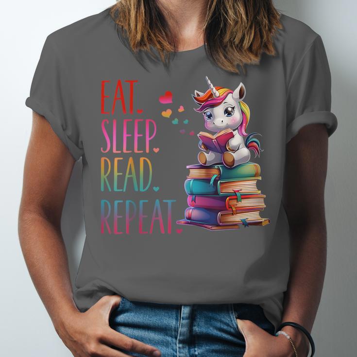 Eat Sleep Read Repeat Unicorn Read Book Reading Lovers Kids Unisex Jersey T-Shirt