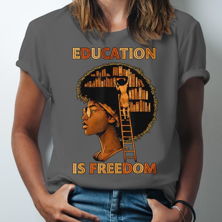 Education Is Freedom Teacher Book Black History Month Unisex Jersey T-Shirt