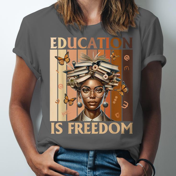 Education Is Freedom Teacher Books Black History Women Unisex Jersey T-Shirt